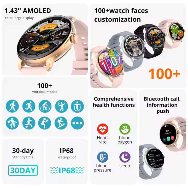 COLMI V72 Smart Watch 1.43'' AMOLED Display 7 Day Battery